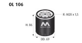 MOTRAM OL106 - FILTRO ACEITE = W610/3