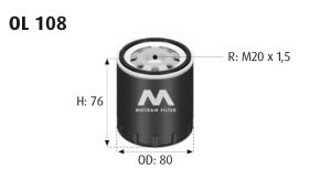 MOTRAM OL108 - FILTROACEITE-FORDESC./MON/SI = W713/19