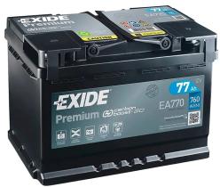 EXIDE EA770 - BATERIA PREMIUM 77AH 760EN 278X175X190 +D